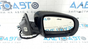 Зеркало боковое правое в сборе Jeep Compass 17-26 4+5 пинов, BSM, поворотник, подогрев, черный глянец, в клее