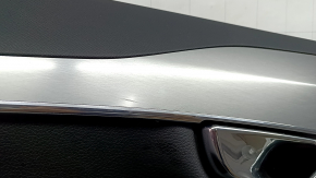 Ornamente ușă, spate stânga, Volvo XC90 16-23, piele neagră, inserție gri, cotieră din piele neagră, cu mâner, fără perdea, zgârieturi, lovituri
