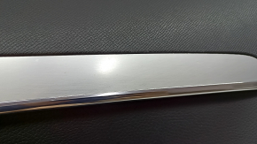 Panou decorativ ușă, spate dreapta, Volvo XC90 16-23, piele neagră, inserție gri, cotieră din piele neagră, cu mâner, fără perdea, zgârieturi