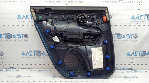 Panou decorativ ușă, spate dreapta, Volvo XC90 16-23, piele neagră, inserție gri, cotieră din piele neagră, cu mâner, fără perdea, zgârieturi