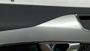 Panou ușă stânga față negru pentru Volvo XC90 16-22, inserție din piele neagră, cotieră din piele neagră cu mâner, inserție gri, zgârieturi, lovitură
