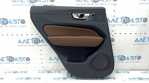Ornamente ușă, spate stânga, Volvo XC60 18-26, negru, cotieră și inserție, piele Nappa, maro, cu strat protector, bare de protecție, fixare ruptă