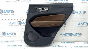 Panou decorativ ușă spate dreapta Volvo XC60 18-26 negru, cotieră și inserție piele Nappa maro, cu strat protector, zgârieturi