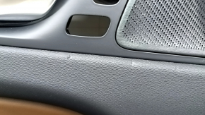 Panou ușă stânga față negru pentru Volvo XC60 18-26, cotieră și inserție din piele Nappa maro, cu ornamente Harman Kardon, rupturi, zgârieturi, necesită curățare