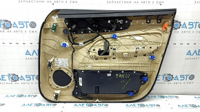 Panou ușă stânga față negru pentru Volvo XC60 18-26, cotieră și inserție din piele Nappa maro, cu ornamente Harman Kardon, rupturi, zgârieturi, necesită curățare