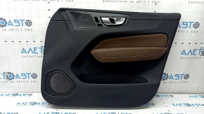 Panou decorativ ușă față dreapta Volvo XC60 18-26 negru, cotieră și inserție piele Nappa maro, cu strat protector Harman Kardon, bare de protecție