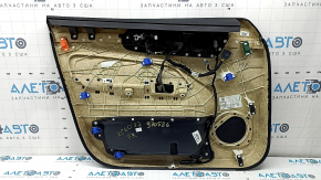 Panou decorativ ușă față dreapta Volvo XC60 18-26 negru, cotieră și inserție piele Nappa maro, cu strat protector Harman Kardon, bare de protecție