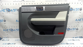 Panou ușă dreapta față Hyundai Santa Fe 2020 2021, gri, cotieră și inserție gri deschis, ornament cromat, zgârieturi