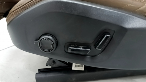 Scaun șofer Volvo XC60 22-26 cu airbag, electric, încălzit, ventilat, piele Nappa maro cu perforații și suport pentru genunchi, încrețită