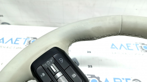Руль голый Hyundai Santa Fe 24-26 кожа серая с кнопками, накладками и лепестками