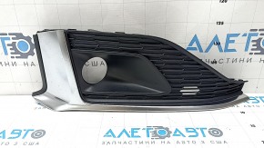 Решетка переднего бампера правая Audi A5 F5 20-25 под радар, черная, молдинг хром, тычки