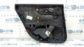 Обшивка двери карточка задняя правая Audi A5 F5 21-25 5D черная, вставка кожа черная, подлокотник кожа коричневая, с накладкой черный глянец, хром, с ручкой, надрывы, царапины