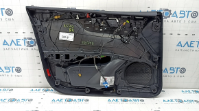 Обшивка двери карточка передняя правая Audi A5 F5 21-25 5D черная, вставка кожа черная, подлокотник кожа коричневая, с накладкой черный глянец, хром, с ручкой, под чистку