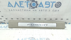 Ornamente prag ușă stânga față pentru Ford Fusion mk5 17-20, gri, cu inserție cromată, zgârieturi, curățabil chimic