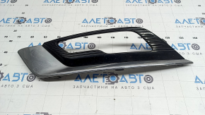 Grilă bară față stânga pentru Ford Fusion mk5 17-18 cu proiectoare de ceață LED, finisaj lucios, cu ornament cromat, suport rupt, ciobituri
