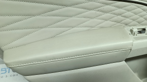Ornamente ușă, spate stânga, Ford Fusion mk5 17-20 titan, Platinum, piele gri, cu inserție gri cu model diamantat, inserție cu model lemnos, ornamente superioare maro, cu mâner, zgârieturi, gata de curățare chimică