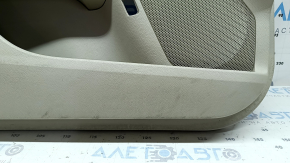 Обшивка двери карточка передняя левая Ford Fusion mk5 17-20 titanium, Platinum, кожа серая, с серой вставкой под ромб, вставка под дерево, верхняя накладка коричневая, с ручкой, с подсветкой, царапины, под химчистку, сломано крепление