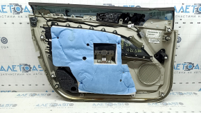 Panou ușă dreapta față pentru Ford Fusion mk5 17-20, titan, platină, piele gri, cu inserție gri cu model diamantat, inserție cu model lemnos, garnitură superioară maro, cu mâner, iluminat din spate, zgârieturi, curățabil chimic, plastic alb
