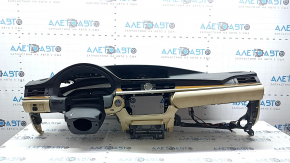 Bord negru Lexus ES300h ES350 13-18 cu ornamente bej, ceas, comenzi oglindă, curățabil chimic