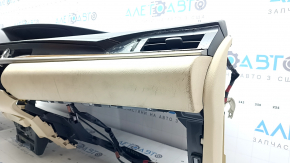 Торпедо передняя панель с AIRBAG Lexus ES300h ES350 13-18 черная с бежевыми накладками, с часами , с управлением зеркалами,  под химчистку