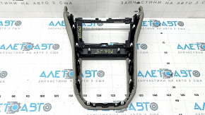 Ornamente consolei centrale superioare față Subaru Forester 2025-2026, gri, cusături albastre, 2 bucăți, zgârieturi