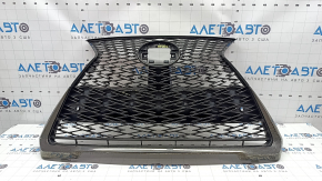 Решетка радиатора grill в сборе Lexus UX200 UX250h 19-26 F-SPORT, под парктроники, темный хром, надломы, сломаны крепления, не заводские отверстия