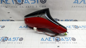 Ansamblu oglindă retrovizoare dreapta pentru Lexus UX200 UX250h 19-24V, 7 pini, semnalizator, fără memorie, cu BSM, roșu și negru, uzat, ciobit pe crom