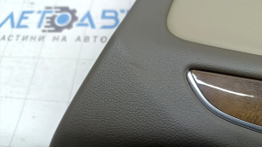 Обшивка двери карточка передняя правая в сборе Audi Q5 8R 09-17 бежевый truffelbeige, с бежевой вставкой кожа, подлокотник кожа, молдинг под дерево глянец, Premium Plus, Bang and Olufsen, с кнопками управления, царапина, вмятинка