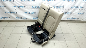 Спинка заднего ряда сидений левая Audi Q5 8R 09-17 кожа бежевая, с подлокотником, ремнем безопасности и каркасом, вмятины