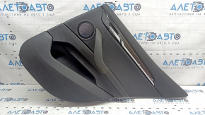 Обшивка двери карточка задняя правая BMW X2 F39 18-23 кожа Sensatec, черная, подлокотник и ручка кожа черная, молдинг под темное дерево с ручкой открывания хром, с подсветкой и сетками динамика, под химчистку