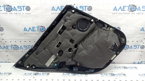 Обшивка двери карточка задняя правая BMW X2 F39 18-23 кожа Sensatec, черная, подлокотник и ручка кожа черная, молдинг под темное дерево с ручкой открывания хром, с подсветкой и сетками динамика, под химчистку