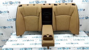 Спинка заднего ряда сидений (2 ряд) Lexus ES300h 20-22 без airbag, кожа светло-коричневая с коричневым, перфорация, с подлокотником, примята, под чистку