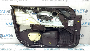 Обшивка двери карточка передняя правая Lexus ES 19-22 кожа коричневая, подлокотник и вставка светло-коричневая кожа, молдинг под темное дерево глянец, с подсветкой, Mark Levinson, без ручки, царапина