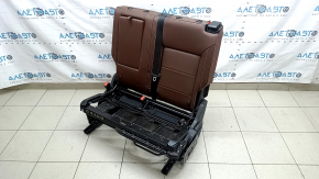 Спинка заднего ряда сидений 2 ряд левая VW Atlas 18-19 кожа коричневая, белая строчка, с каркасом, ремнем и подлокотником, отсутствует накладка