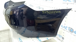 Бампер задний голый BMW 5 F10 14-16 под парктроники, Luxury, синий, надломаны крепления, царапины, вмятины