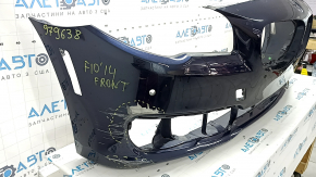 Бампер передний голый BMW 5 F10 14-16 под парктроники без камер и омывателя фар, синий, сломаны крепления, царапины, нештатные отверстия