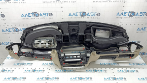 Торпедо передняя панель с AIRBAG BMW 5 F10 11-16 кожа Nappa черно-бежевая oyster, под проекцию, под чистку