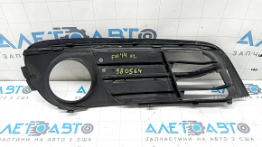 Нижняя решетка переднего бампера левая BMW 5 F10 14-16 частично открытая под ПТФ, Luxury Line, с хром молдингом, песок