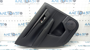 Ornamente ușă spate stânga Honda CRV 23-26 negru, cotiera din piele neagră cu cusături portocalii, Sport, bandaj negru lucios, cu mâner și ornament pentru controlul ridicării geamului, zgârieturi