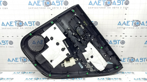 Ornamente ușă spate stânga Honda CRV 23-26 negru, cotiera din piele neagră cu cusături portocalii, Sport, bandaj negru lucios, cu mâner și ornament pentru controlul ridicării geamului, zgârieturi