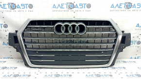 Grilă radiator Audi Q7 16-19, gri, pentru senzori de parcare, cu embleme, zgârieturi, crăpături