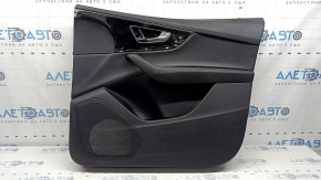 Ornament ușă, placă dreapta față, Audi Q7 16-19, negru, inserție, piele, negru, cotiera, negru lucios, cu mâner, zgârieturi, lovitură, curățabil chimic