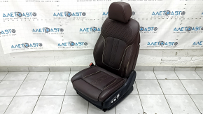 Водительское сидение BMW 5 G30 17-23 с airbag, электрическое, подогрев, вентиляция, массаж, память, кожа темно-коричневая, Komfort, надломано крепление накладки, потерто