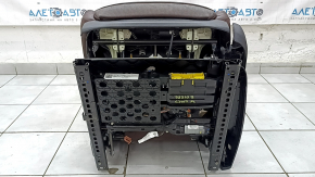 Scaun șofer BMW 5 G30 17-23 cu airbag, electric, încălzit, ventilat, masaj, memorie, piele maro închis, Comfort, suport de pernă rupt, uzat