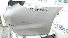 Bara spate nefinisată BMW 5 G30 17-20 pentru senzori de parcare, PMA și evacuare largă, albă, colțuri îndoite, zgârieturi