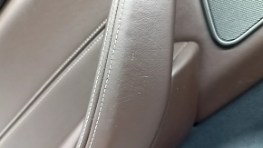Ornament ușă, spate stânga, BMW 5 G30 17-23, negru, cotieră și inserție, piele maro închis, ornament din lemn de rădăcină de nuc, sub cortină, cu mâner și strat protector Harman Kardon, cu iluminare din spate, zgârieturi, lovituri