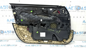 Ornament ușă, placă dreapta față, BMW 5 G30 17-23, negru, cu memorie scaun, cotieră și inserție din piele maro închis, ornament din lemn de rădăcină de nuc, cu mâner și ornamente Harman Kardon, cu iluminare din spate, zgârieturi