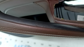Ornament ușă, placă dreapta față, BMW 5 G30 17-23, negru, cu memorie scaun, cotieră și inserție din piele maro închis, ornament din lemn de rădăcină de nuc, cu mâner și ornamente Harman Kardon, cu iluminare din spate, zgârieturi
