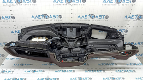 Panou frontal Torpedo cu AIRBAG BMW 5 G30 17-23, piele neagră cu proeminență inferioară maro închis