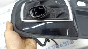 Capac schimbător de viteze negru Nissan Rogue 19-20, sub butonul de parcare, uzat